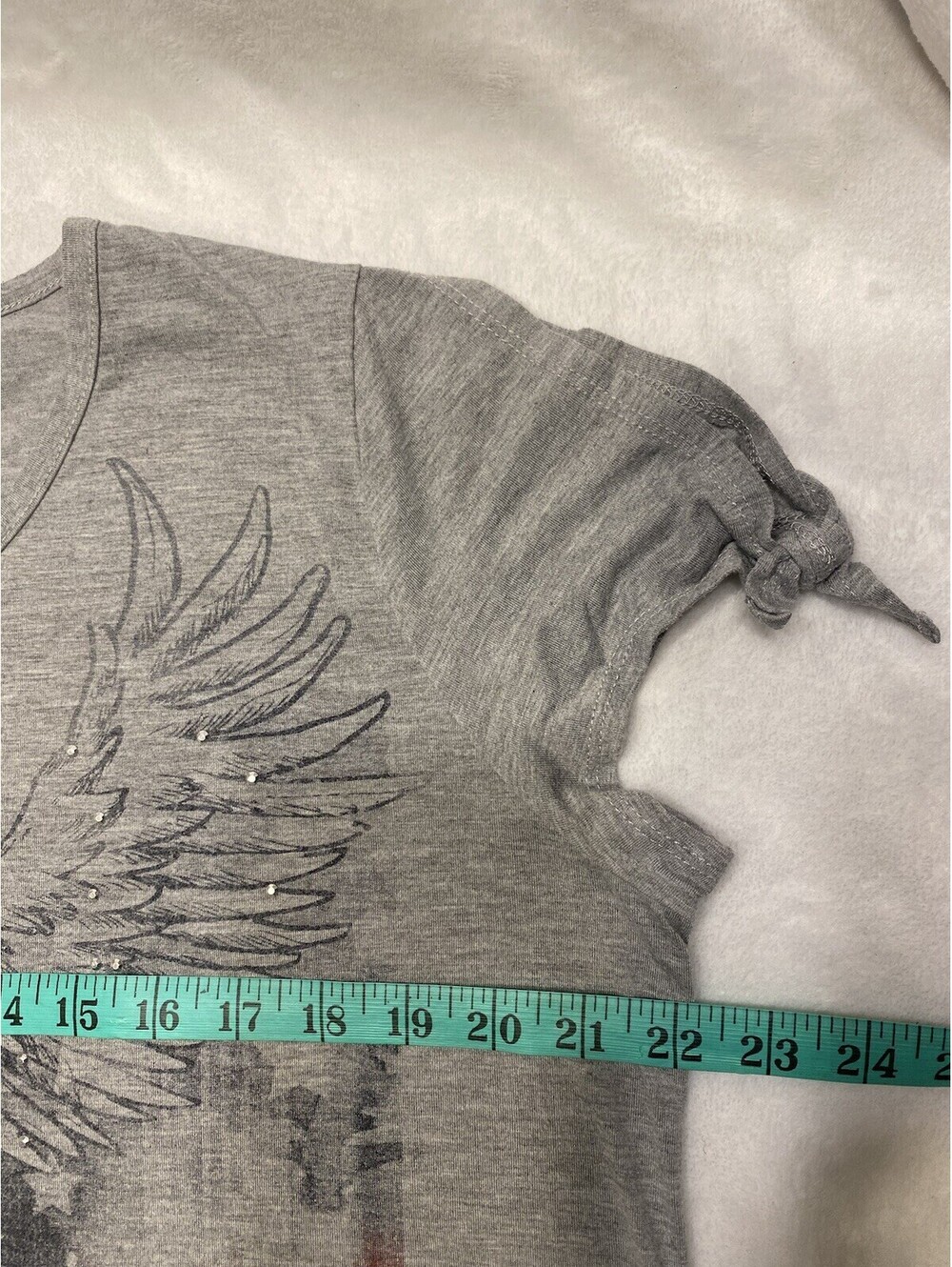 New Directions Weekend Patriotic Top Womens Size XL Gray USA Tee Shirt "Eagle - Picture 5 of 5